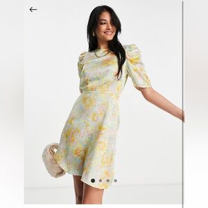 Vero Moda satin mini dress with ruched detail pastel floral